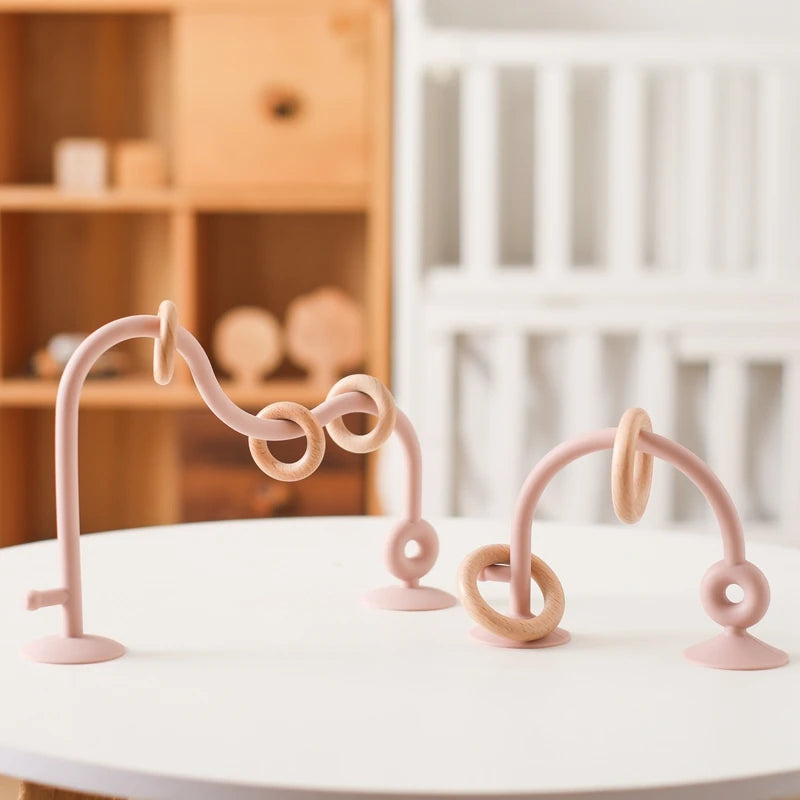 Baby Toy Silicone Educational Toys Infant Montessori Toy Teething Track Maze Wooden Roller Coaster Bead Baby Accessory Teether