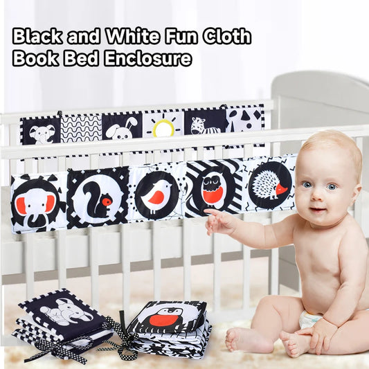 Baby Education Sensory Cloth Book Newborn Babies Visual Stimulation Book Montessori Baby Black White Colorful Animal Cloth Book