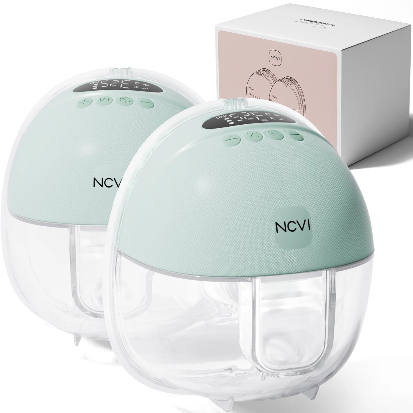 NCVI Electric Wearable Breast Pump for Breastfeeding, Hands-Free, 4 Modes 9 Levels, 3 Flange Sizes(19/21/24mm), Smart Display
