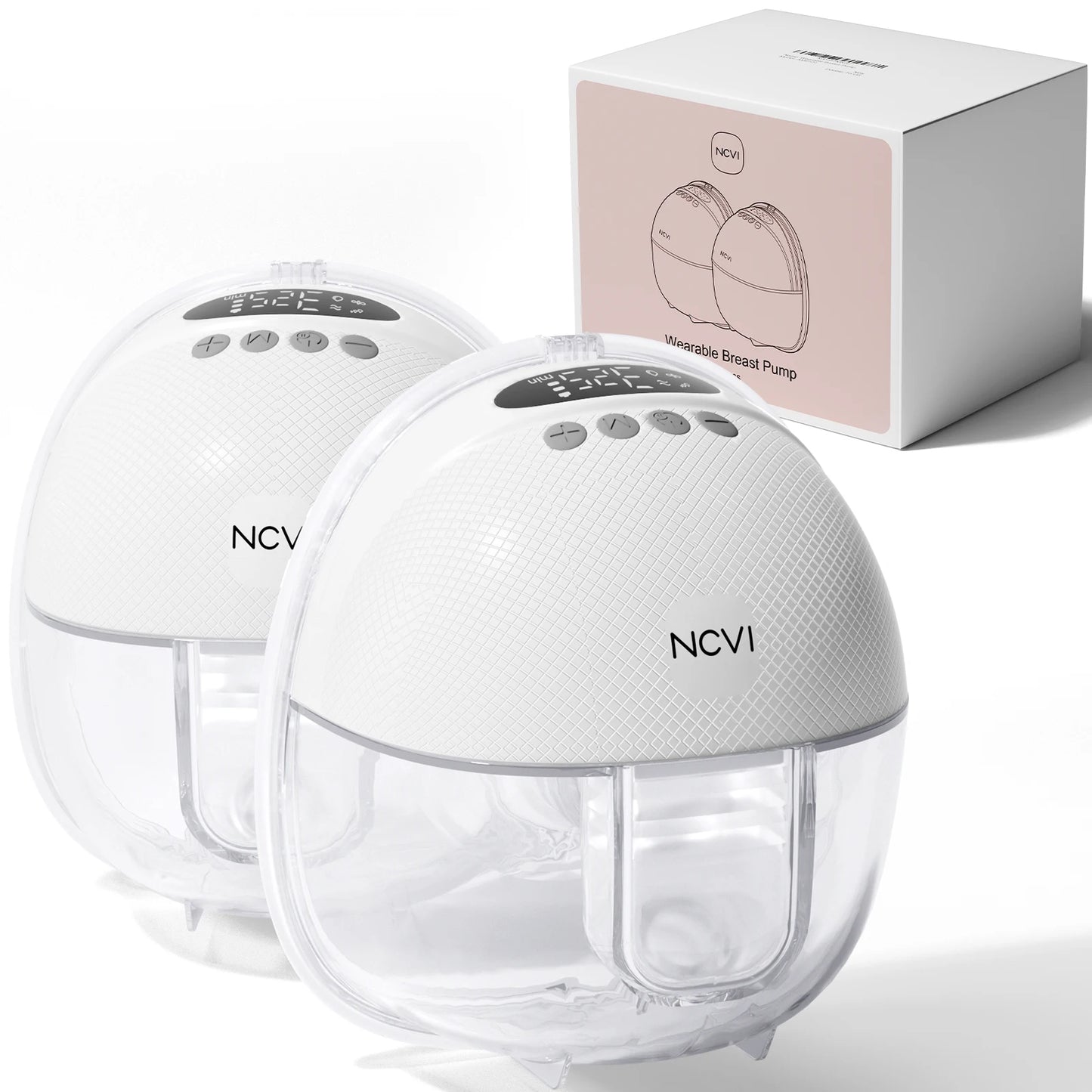 NCVI Electric Wearable Breast Pump for Breastfeeding, Hands-Free, 4 Modes 9 Levels, 3 Flange Sizes(19/21/24mm), Smart Display