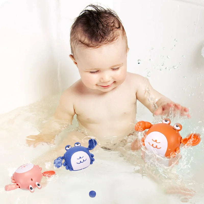 Baby Bath Bathroom Toys Swimming Clockwork Crab Parent-child Interactive Toy Pull the String Classic Toys for Kid Water Play Toy