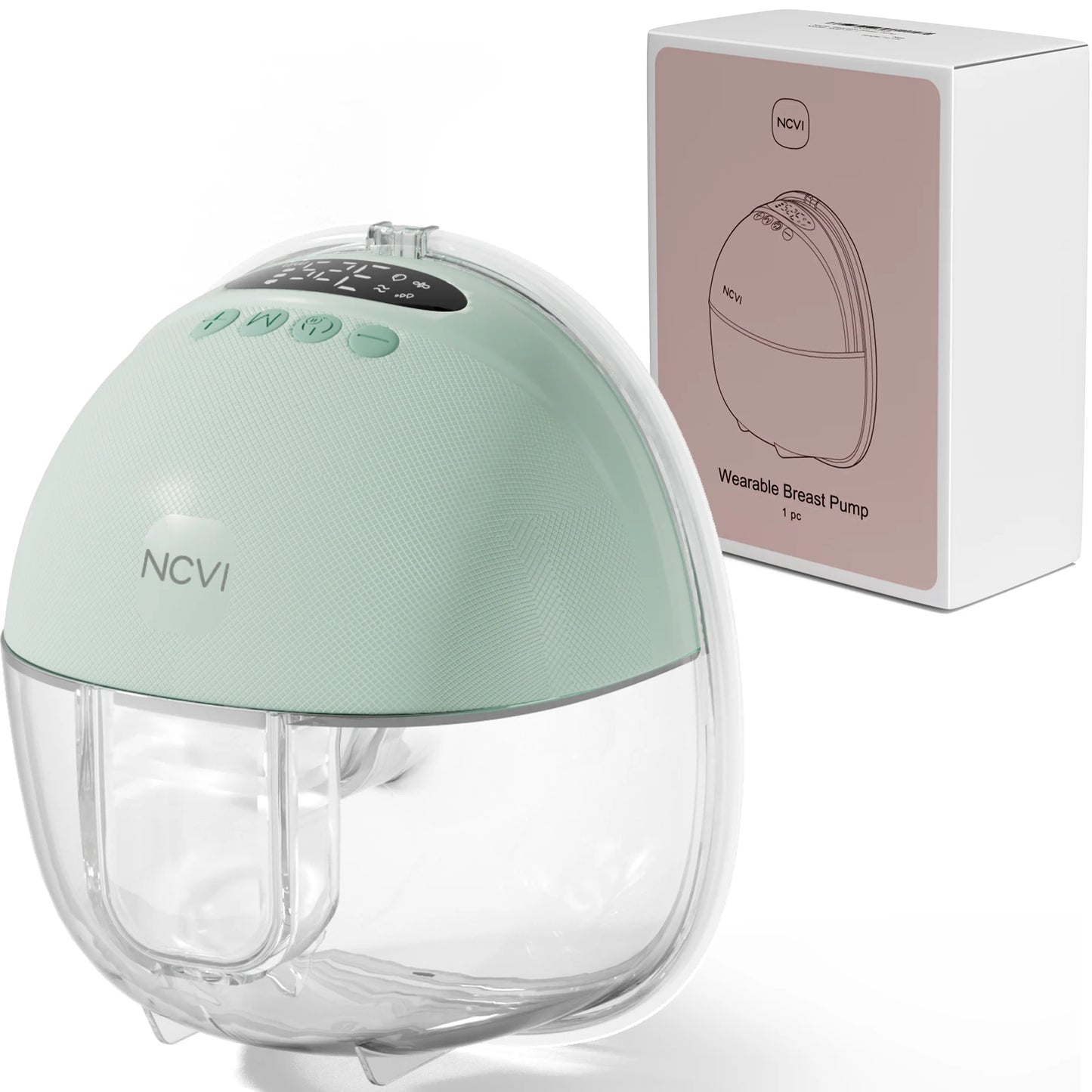 NCVI Electric Wearable Breast Pump for Breastfeeding, Hands-Free, 4 Modes 9 Levels, 3 Flange Sizes(19/21/24mm), Smart Display