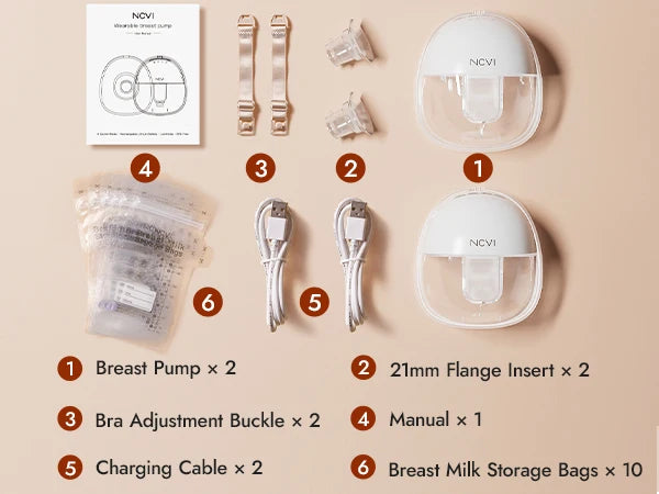 NCVI Electric Wearable Breast Pump for Breastfeeding, Hands-Free, 4 Modes 9 Levels, 3 Flange Sizes(19/21/24mm), Smart Display