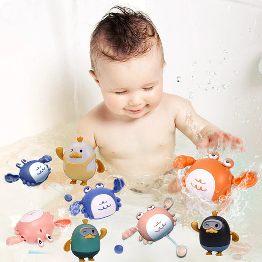 Baby Bath Bathroom Toys Swimming Clockwork Crab Parent-child Interactive Toy Pull the String Classic Toys for Kid Water Play Toy