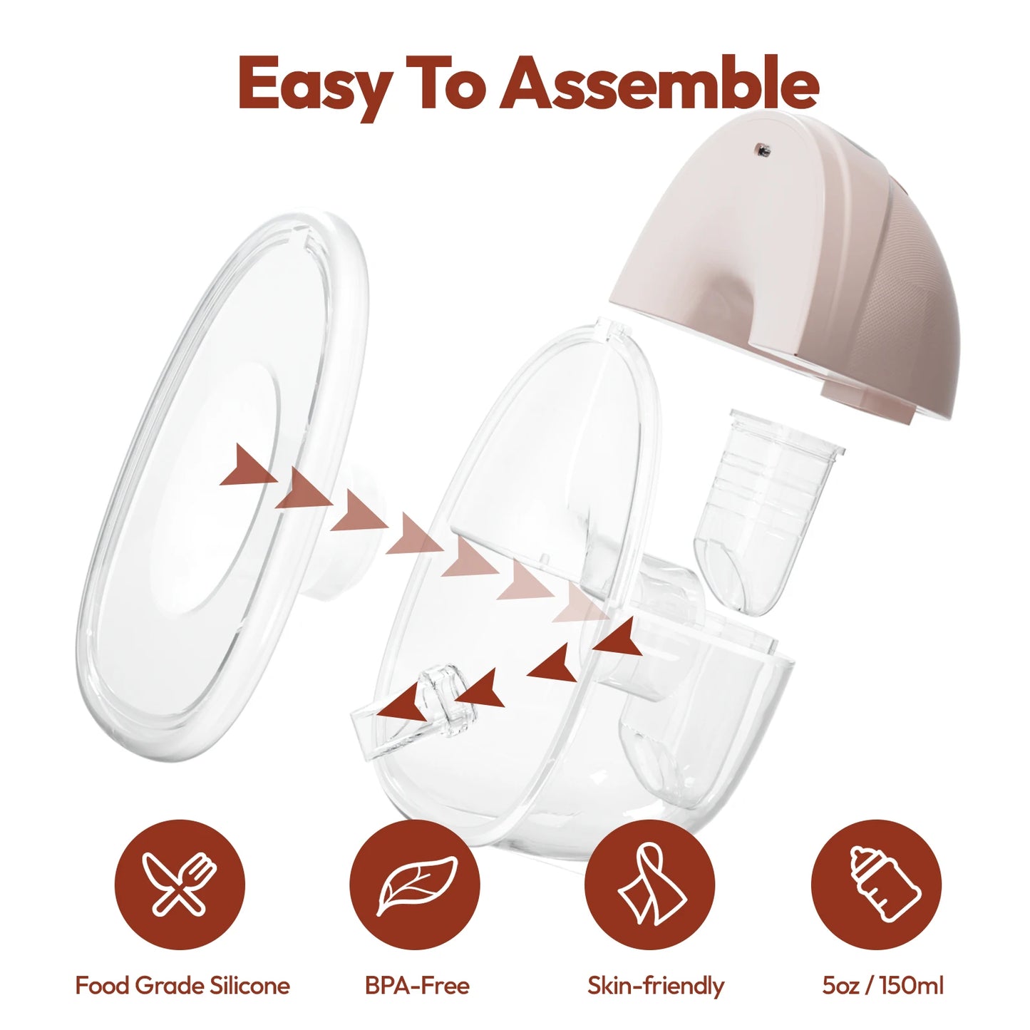 NCVI Electric Wearable Breast Pump for Breastfeeding, Hands-Free, 4 Modes 9 Levels, 3 Flange Sizes(19/21/24mm), Smart Display