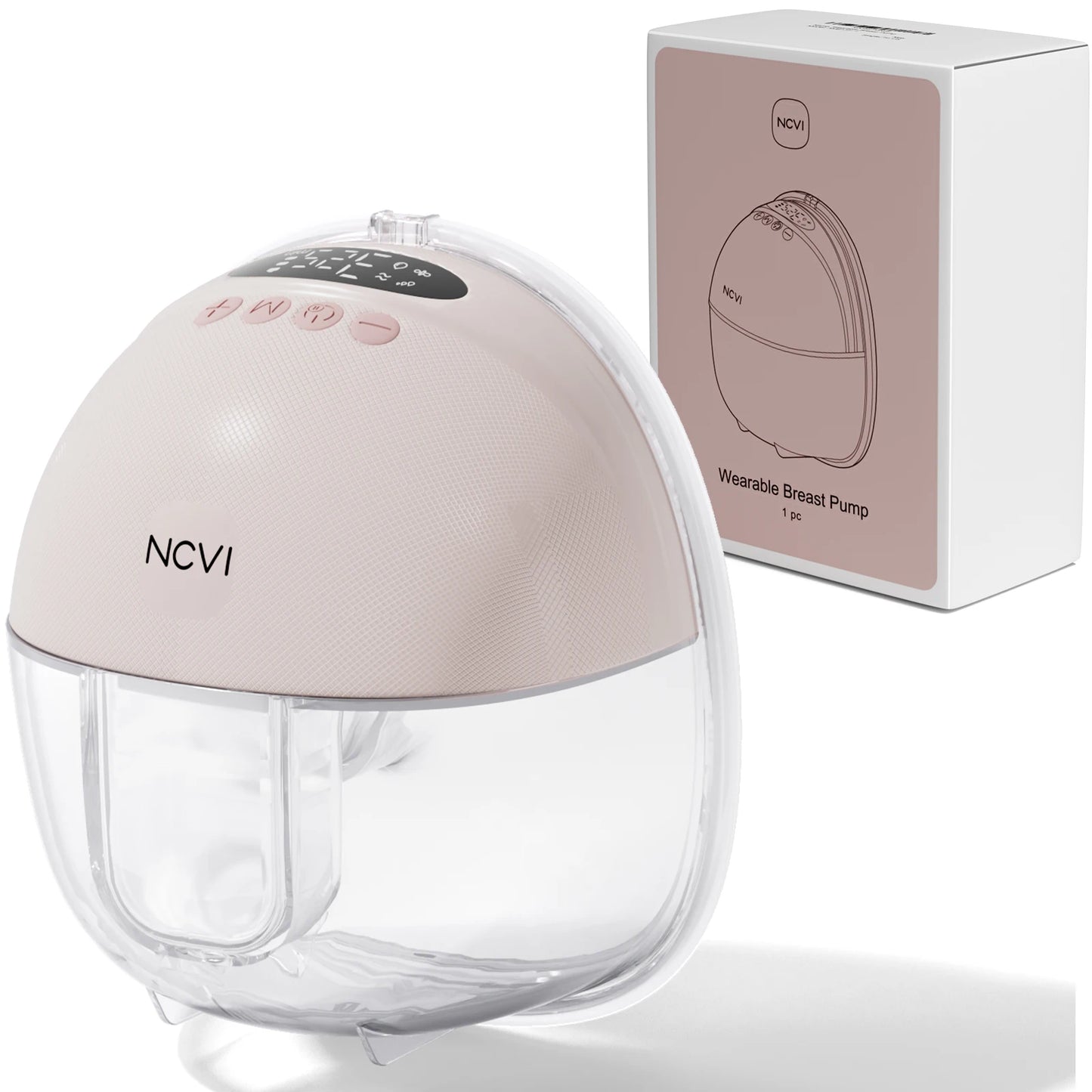 NCVI Electric Wearable Breast Pump for Breastfeeding, Hands-Free, 4 Modes 9 Levels, 3 Flange Sizes(19/21/24mm), Smart Display