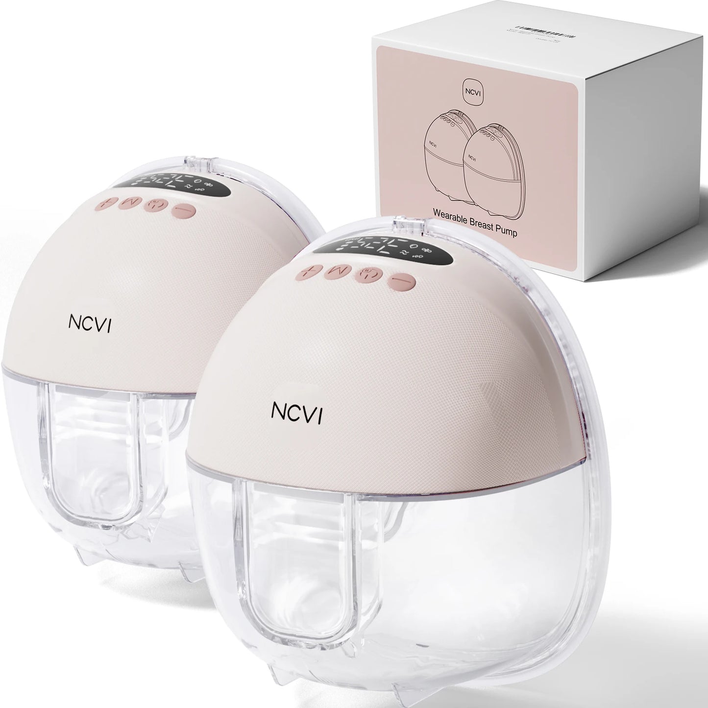 NCVI Electric Wearable Breast Pump for Breastfeeding, Hands-Free, 4 Modes 9 Levels, 3 Flange Sizes(19/21/24mm), Smart Display